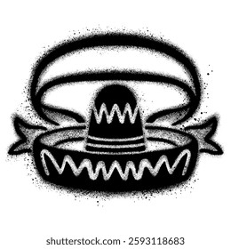 Mexican cuisine logos graffiti with black spray paint.vector illustration.