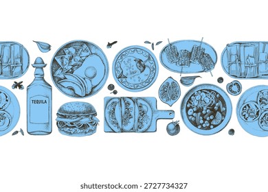 Cocina mexicana Vector fronterizo sin fisuras