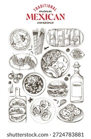 Mexican cuisine set vector poster