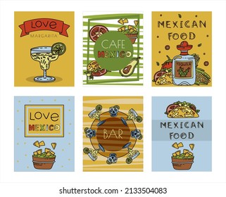 Mexican cuisine, vector doodle food banner. National spicy food, fast food, snacks. Sketch illustration for restaurant, menu, cafe. Fiesta mexicana
