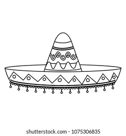 Mexican Culture Classic Hat Stock Vector (Royalty Free) 1075306835 ...