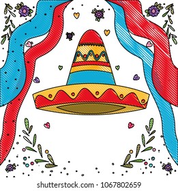 mexican culture classic hat with wreath