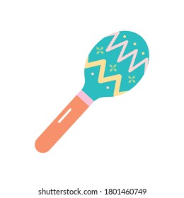 mexican culture concept, maracas icon over white background, flat style, vector illustration