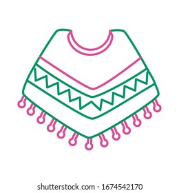 mexican culture poncho line style icon vector illustration design