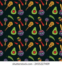 Mexican Culture Seamless Vector Pattern Design