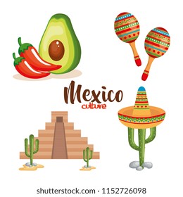 mexican culture set icons