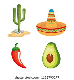 mexican culture set icons
