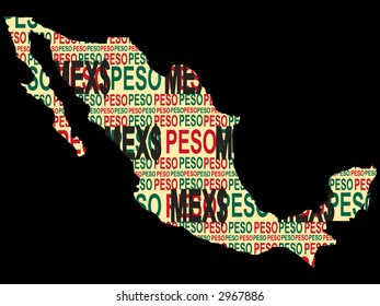 mexican currency with map of mexico