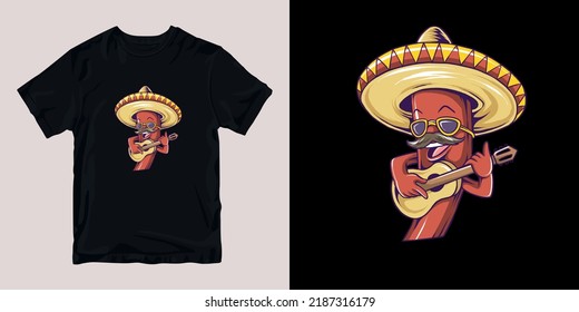 mexikanische Tanz-T-Shirt-Stilrichtung und Kleidung bedruckbar trendig T-Shirt Design. Druckerzeugnisse, Industrieprodukte. globale Armbanduhr.