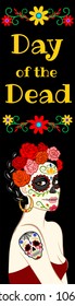 Mexican Day of the Dead (Dia de los Muertos) and Calavera Catrina. Vertical web banner