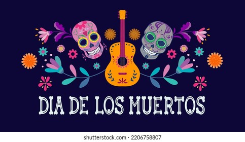 Mexican Day of the Dead greeting card vector illustration