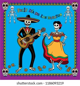 Mexican Day of the dead holiday cartoon vector illustration