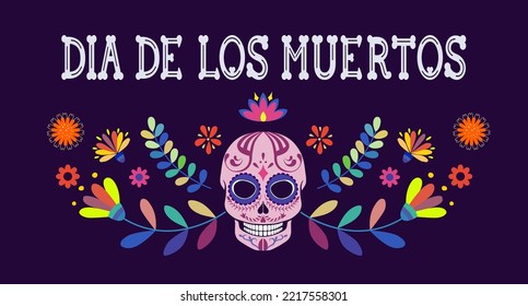 Mexican Day of the Dead horizontal vector greeting card