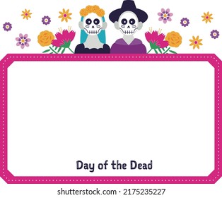 Mexican Day of the dead illustration frame.