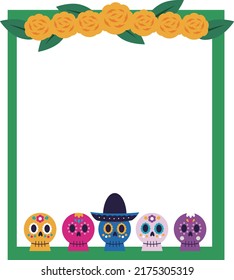 Mexican Day of the dead illustration frame.