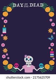 Mexican Day of the Dead illustration frame.