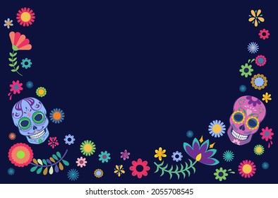Mexican Day of the Dead vector postcard template