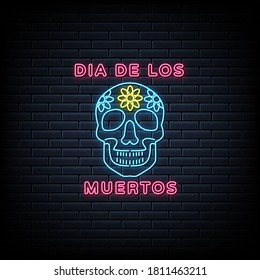 Cartel sobre el Día de los Muertos en México Cartel sobre el neón