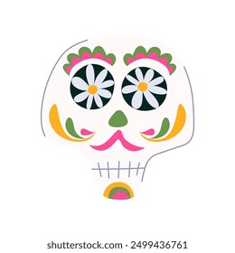 mexican dead day skull cartoon. death mexico, halloween sugar, skeleton celebration mexican dead day skull sign. isolated symbol vector illustration