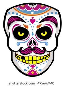 Mexican Death Mask Stock Vector (Royalty Free) 495647440 | Shutterstock