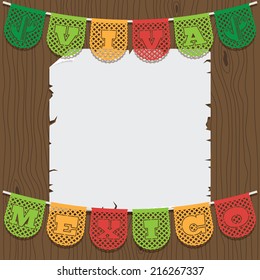 mexican decoration, with viva mexico (long live mexico) paper bunting ornament and space for your text