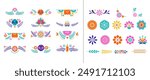 Mexican decorative frames and borders, colorful vector collection. Fiesta flowers, garlands, skulls corners, borders, frames. Vector illustrations