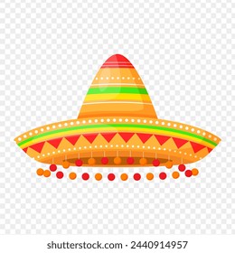 Mexican decorative hat vector on transparent background