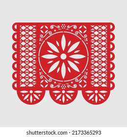 Mexican decorative paper. Vector design of Papel Picado, for traditional party inspired by Mexico.