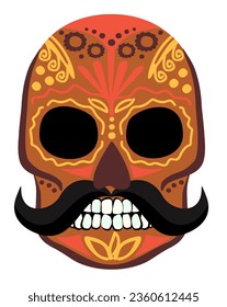 Mexican decorative skull. Vector isolated illustration.