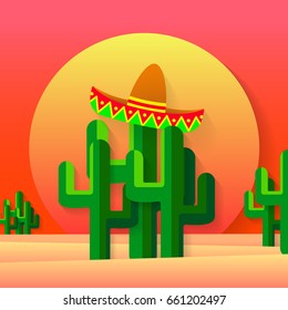 Mexican desert flat Illustration