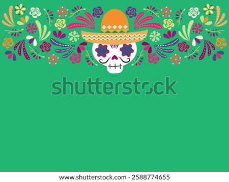 It is a Mexican design background that skull and flower. Day of the Dead.