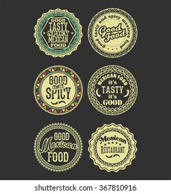 Mexican Design Retro Vintage Labels Black And White Set 