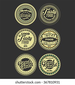 Mexican design retro vintage labels black and white set 