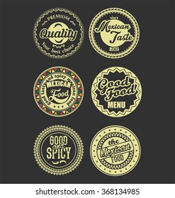 Mexican design retro vintage labels black and white set