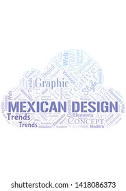 Mexican Design word cloud. Wordcloud made with text only.