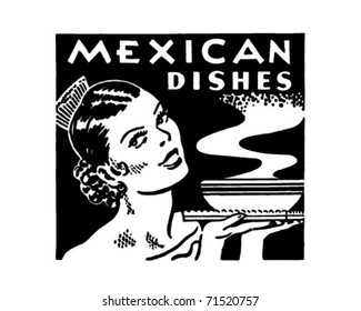Mexican Dishes - Retro Ad Art Banner