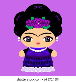 Mexican Doll vector illustration, Mexico traditional style doll.
