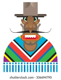 Mexican dressed in poncho