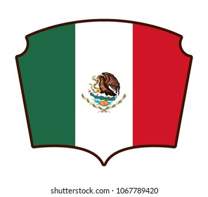 mexican emblem with flag