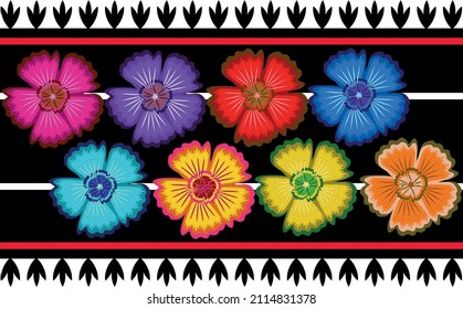 Mexican embroidery - Flowers in bright colors