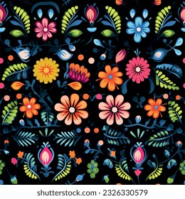 mexican embroidery, mexican pattern, mexican vector, flower pattern, flower vector