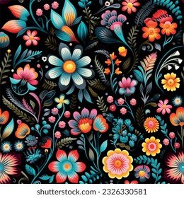 mexican embroidery, mexican pattern, mexican vector, flower pattern, flower vector