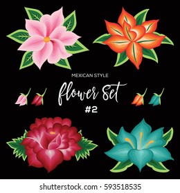 Mexican Embroidery Style - Floral Set