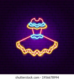 Mexican Ethnic Dress Neon Sign. Vector Illustration of Repair Promotion.