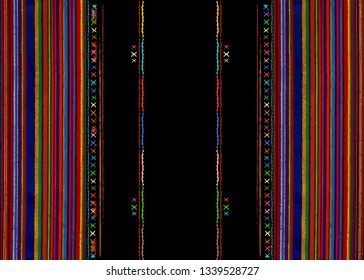 Mexican ethnic embroidery, Tribal art ethnic pattern. Colorful Mexican Blanket Stripes Folk abstract geometric repeating background texture, Vector striped Fabric design multi color background 