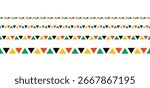 Mexican ethnic line seamless pattern. African ethnic motif border. Triangular color ornament stripe. African ethnic culture ornament. Vector illustration isolated on white background.