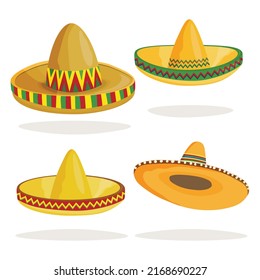 Sombrero mexicano con sombrero mexicano que es un elemento aislado. Ilustración de dibujo vectorial para icono, juego, empaque, banner. Wild West, concepto de México. El sombrero tradicional mexicano de gran tamaño.