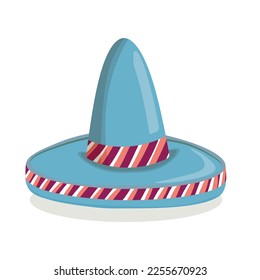 Mexican ethnic sombrero hat isolated element. Vector drawing illustration for icon, game, packaging, banner. Wild west, Mexico concept. Traditional Mexican wide brimmed hat.