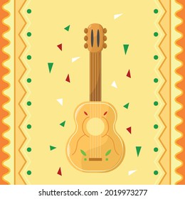 Elemento de evento mexicano con ilustrador vector de guitarra