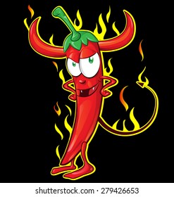 mexican evil chili cartoon on black background